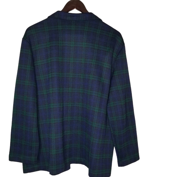 Vtg Michel Laurence Open Front Plaid Blazer Size 44 (Large) Jacket 2Front Pocket - Picture 2 of 10